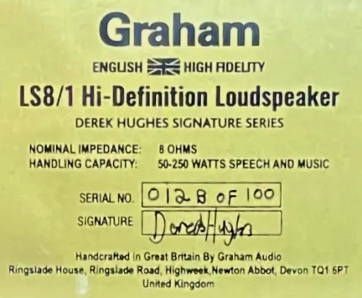 Graham Audio LS8/1: La edición limitada firmada por Derek Hughes