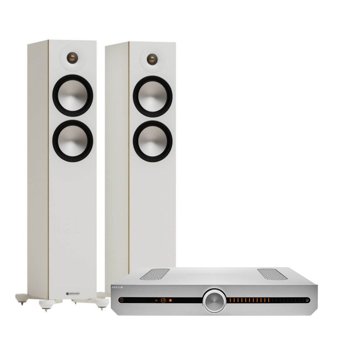 ROKSAN ATTESSA AMPLIFIER + MONITOR AUDIO BRONZE 300 7G